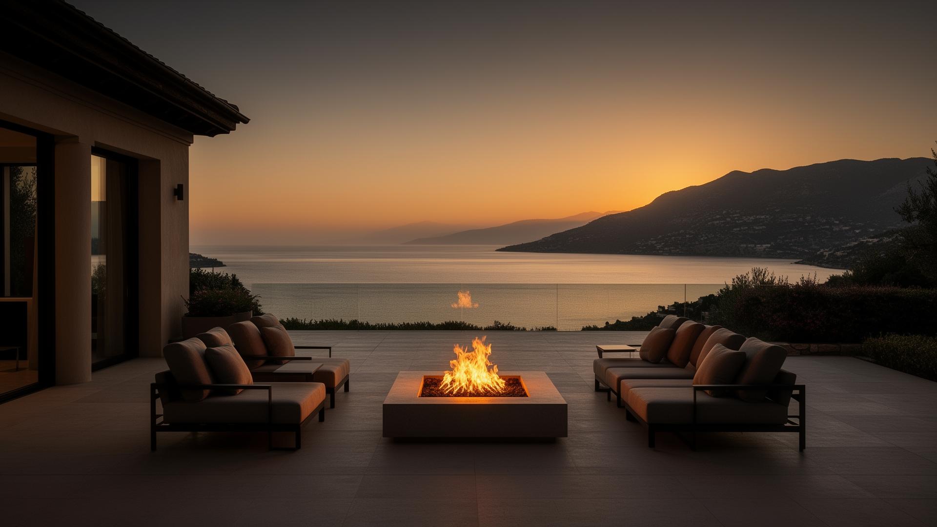 Luxe villa bij zonsondergang